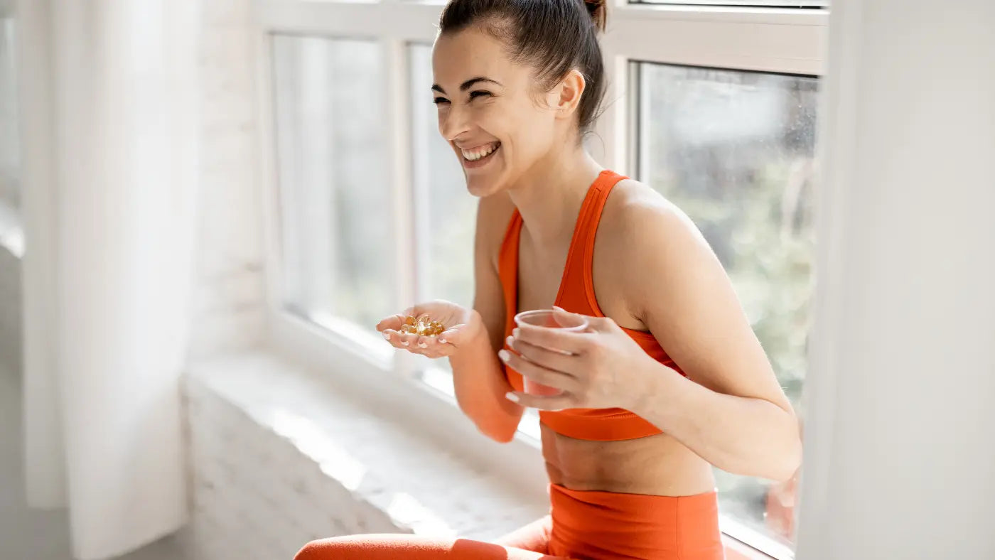 verlaten vrouw zittend klaar om NMN te nemen 