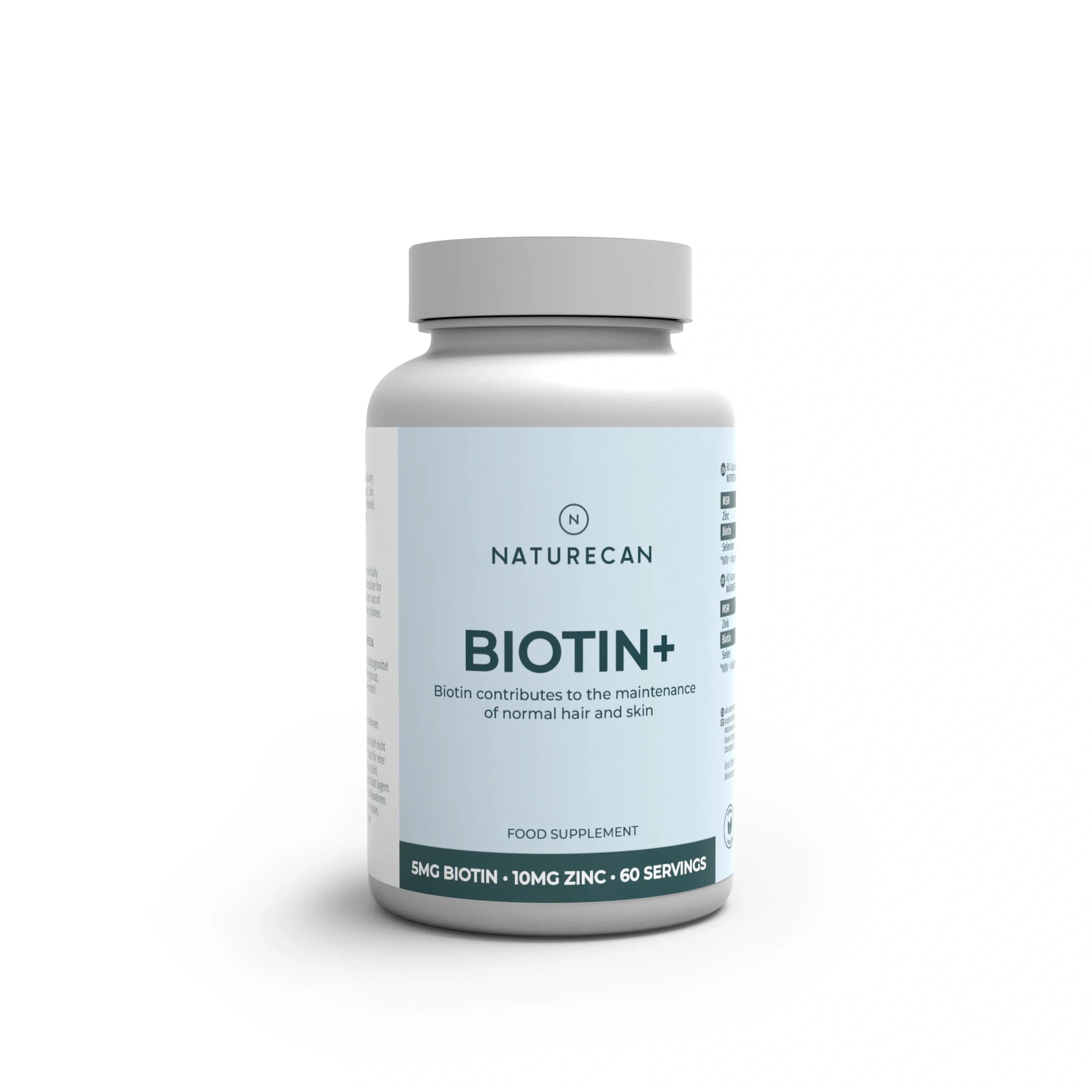Flesje Naturecan Biotin+ op een witte achtergrond