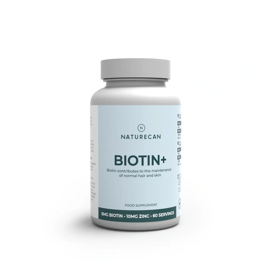 Flesje Naturecan Biotin+ op een witte achtergrond