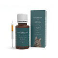 NATURECAN PETS CBD Olie voor Katten met een flesje, doos en spuit, met een kat op de doos afgebeeld.