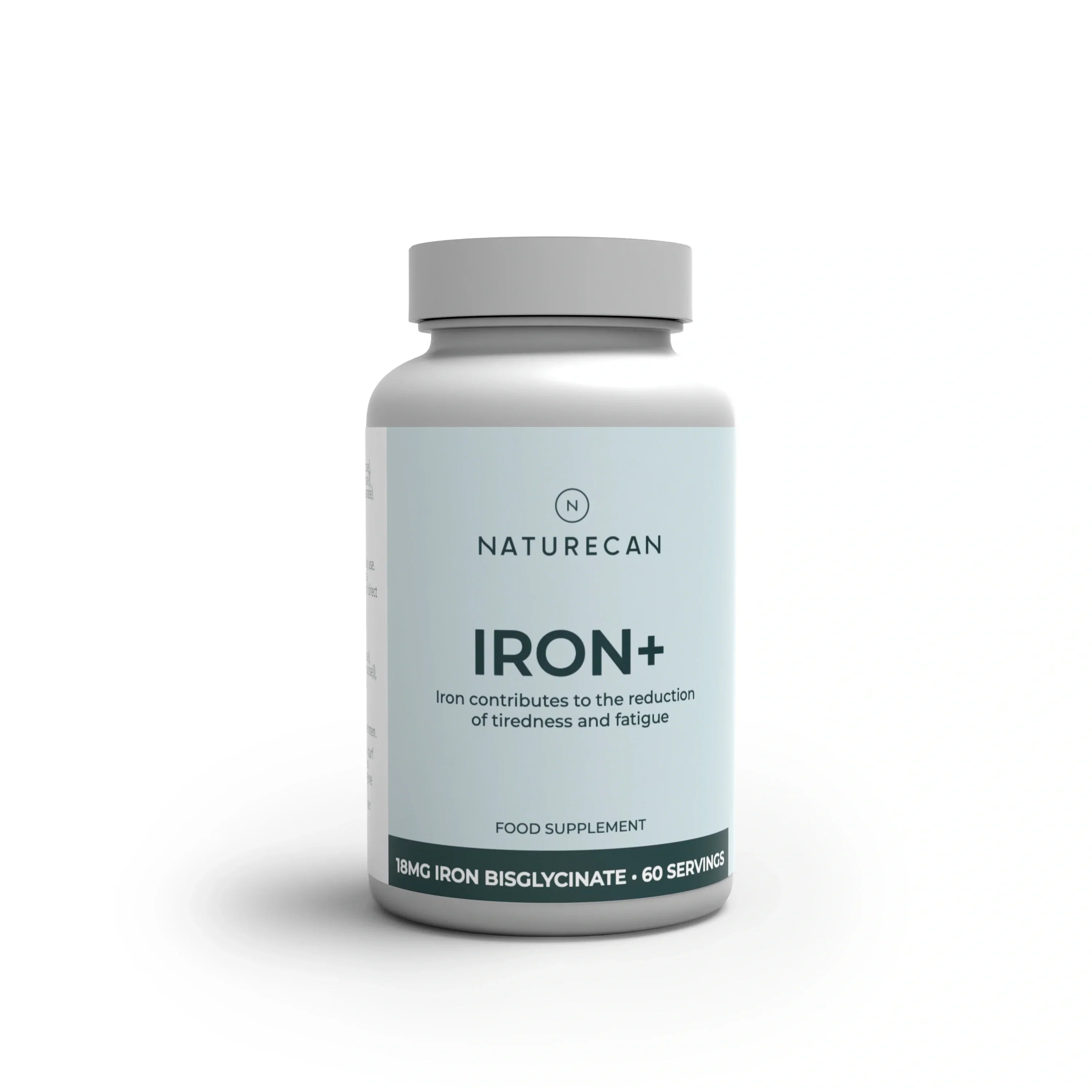 Naturecan Iron+ supplementflesje op een witte achtergrond