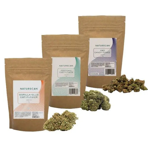 Naturecan Relax bundel met drie zakjes CBD bloemen.